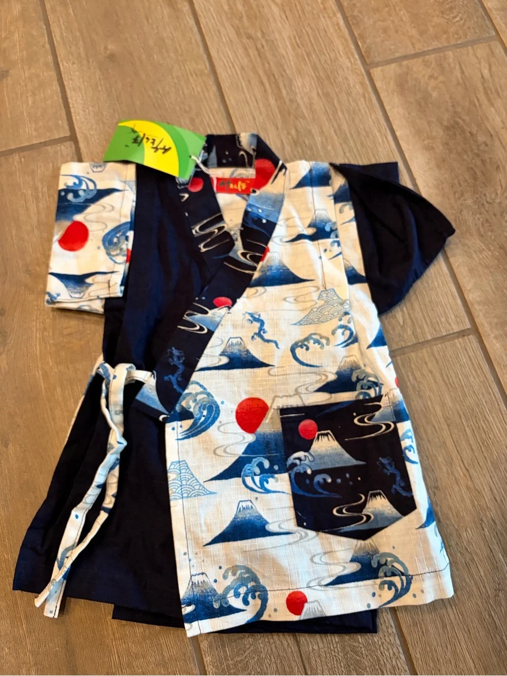 Yukata Set Japan Kimono Robe Jinbei set Mt. Fuji and wave pattern Kids 12-18 m